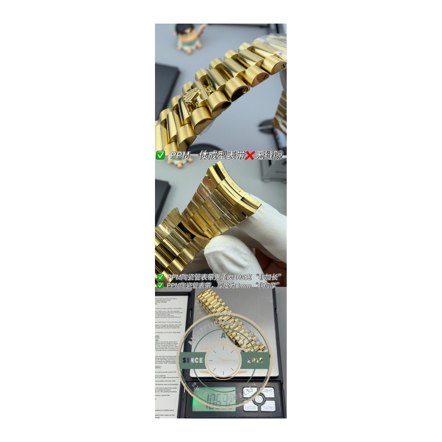 Superclone Rolex Day-Date 40 Yellow Gold Champagne Roman Dial, Reference 228238-0006 - Image 6