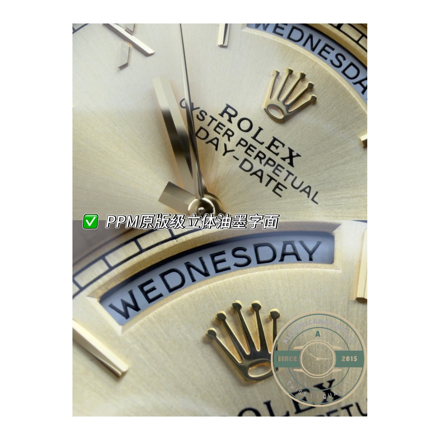 Superclone Rolex Day-Date 40 Yellow Gold Champagne Roman Dial, Reference 228238-0006 - Image 9