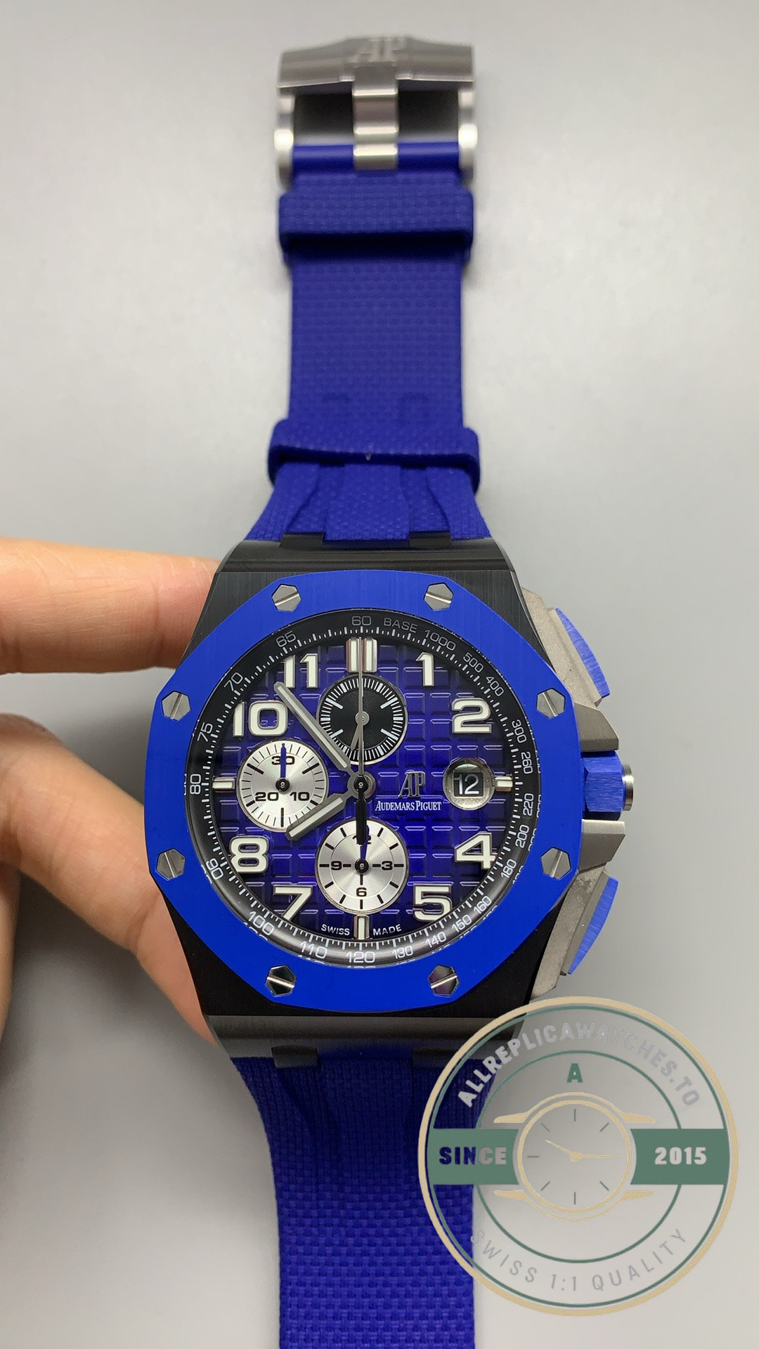 Swiss Clone Audemars Piguet Royal Oak Offshore Chronograph 44mm Black Ceramic Blue Bezel Blue Dial Ref.26405CE.OO.A030CA.01 - Image 2