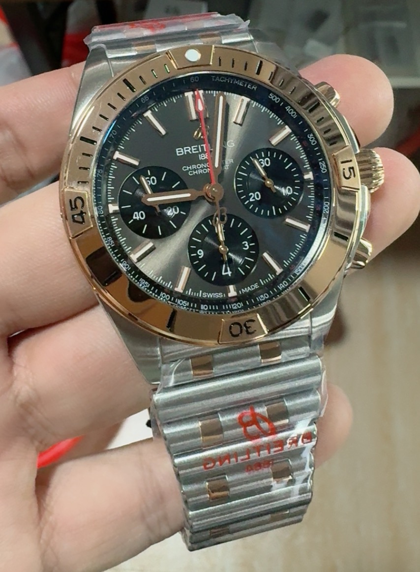 Swiss Clone Breitling Chronomat B01 Chronograph 42mm Ref. UB0134101B1U1 Rose Gold - Image 11