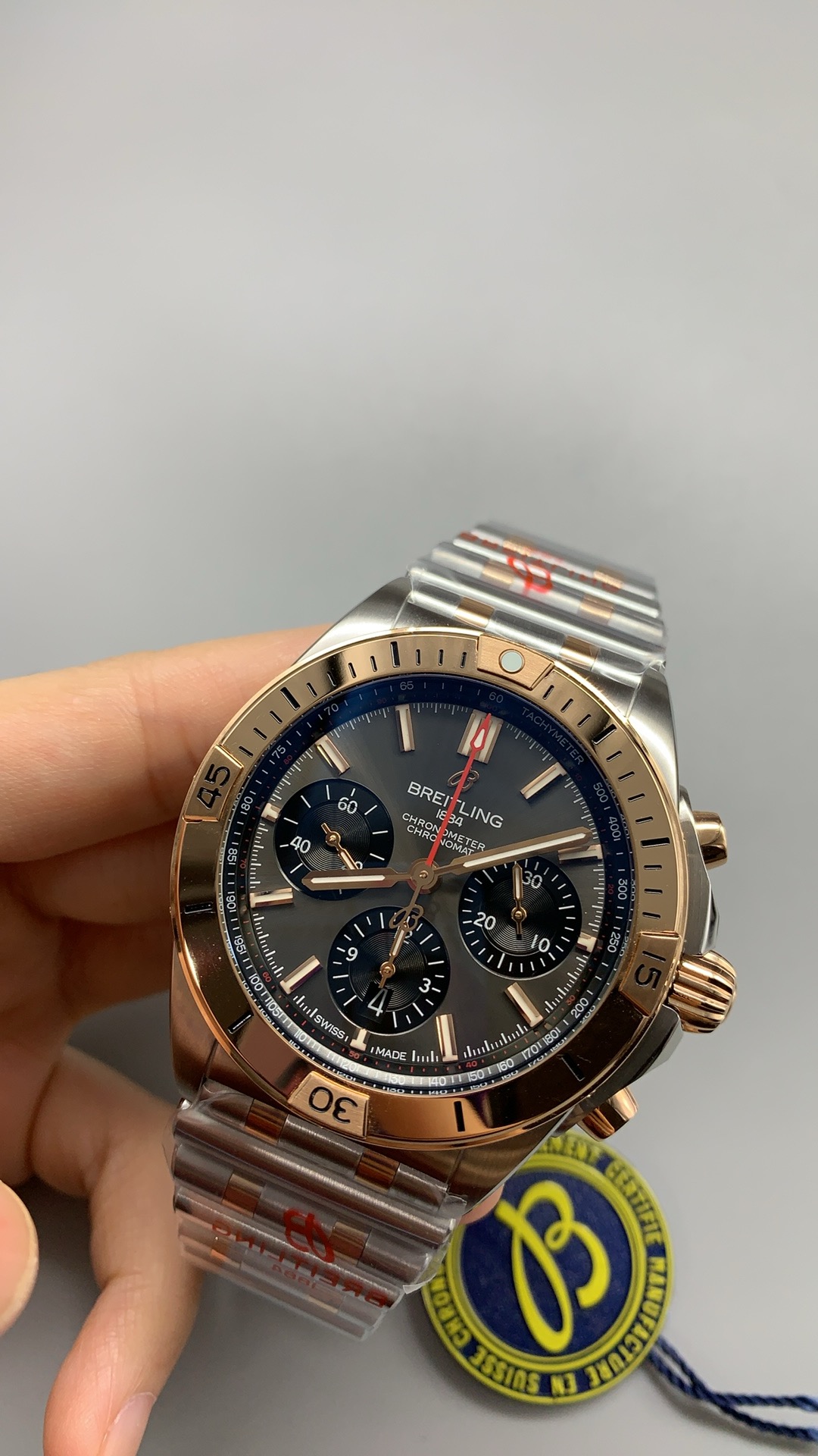Swiss Clone Breitling Chronomat B01 Chronograph 42mm Ref. UB0134101B1U1 Rose Gold - Image 4