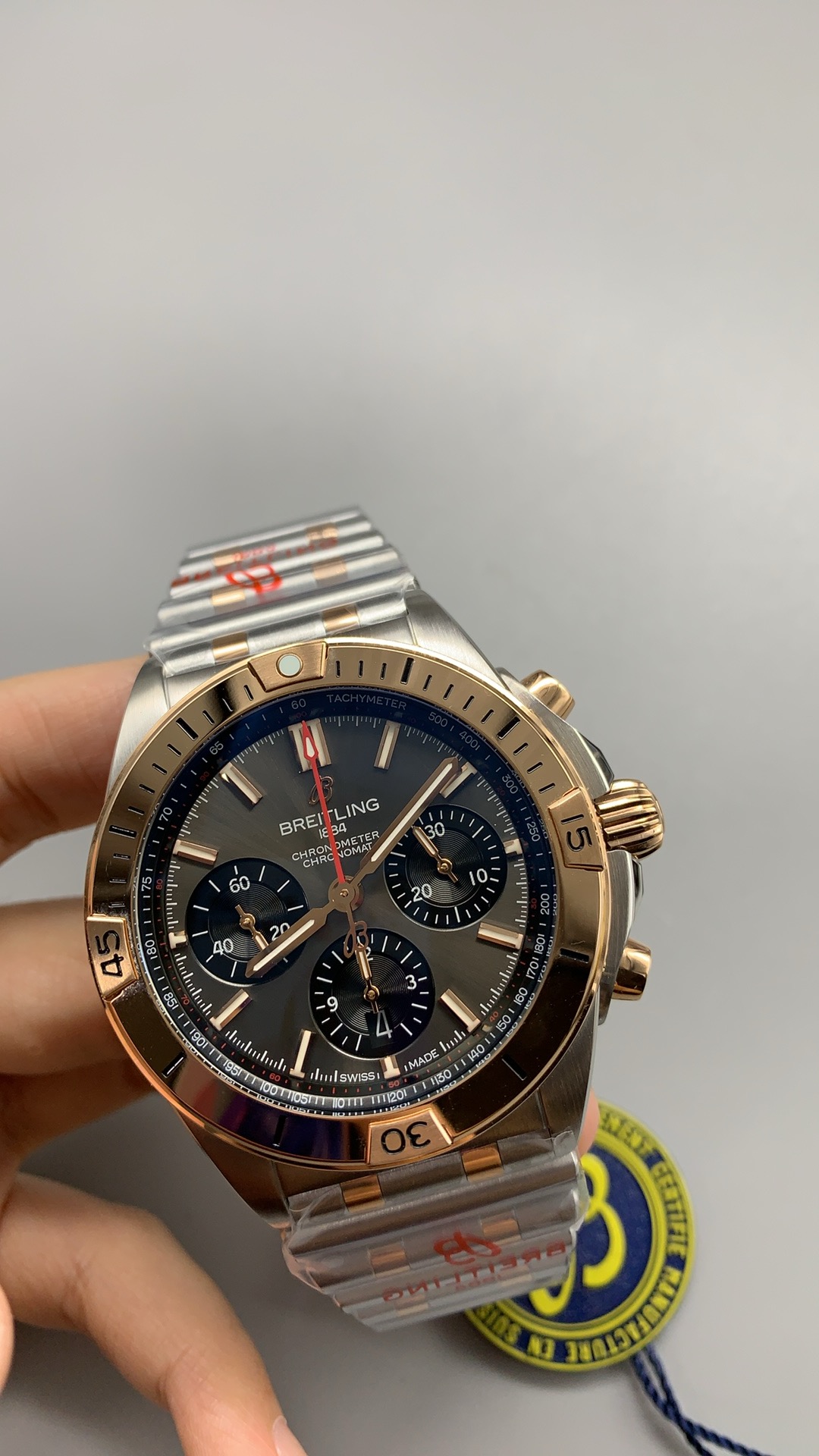 Swiss Clone Breitling Chronomat B01 Chronograph 42mm Ref. UB0134101B1U1 Rose Gold - Image 6