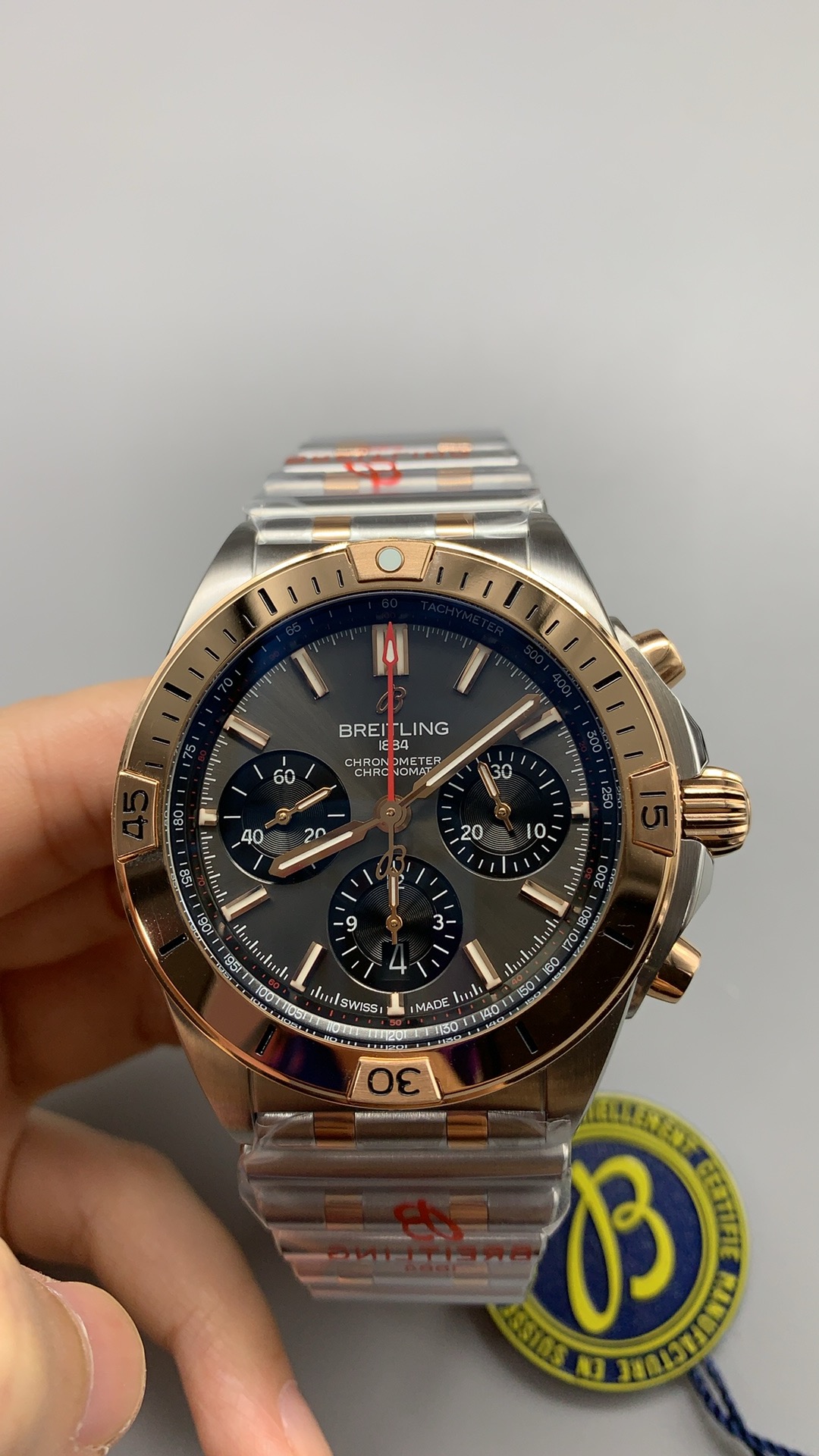 Swiss Clone Breitling Chronomat B01 Chronograph 42mm Ref. UB0134101B1U1 Rose Gold - Image 7