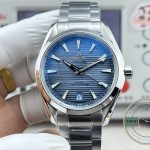 Navy lightening toward marine blue in sunlight, super clone Omega Seamaster Aqua Terra