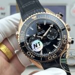 Chronograph pushers set into the superclone Omega Planet Ocean 600M case, start-stop-reset in sequence