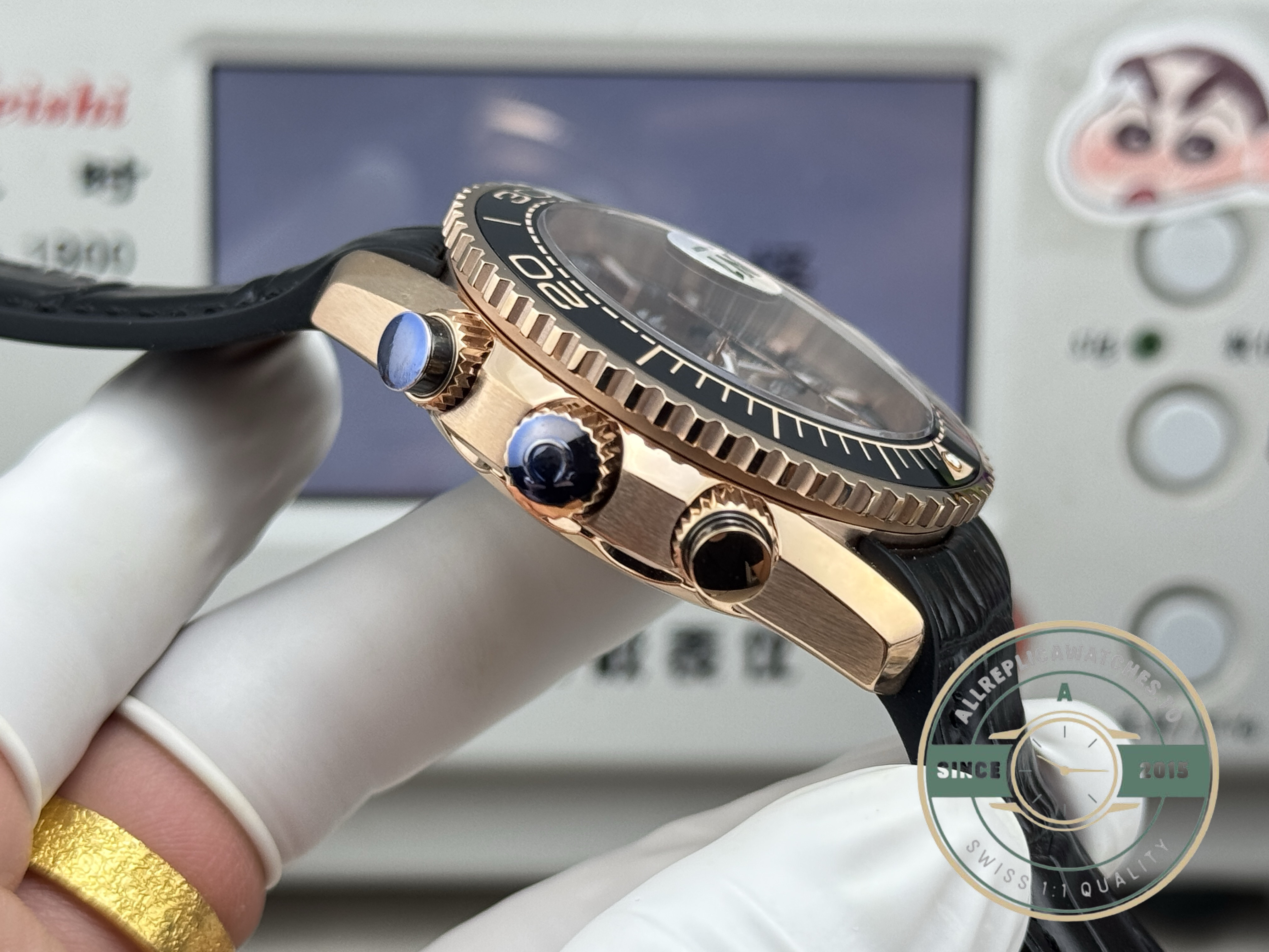 Clone 9900 chronograph movement in this Omega Planet Ocean 600M, good for a 48-hour power reserve