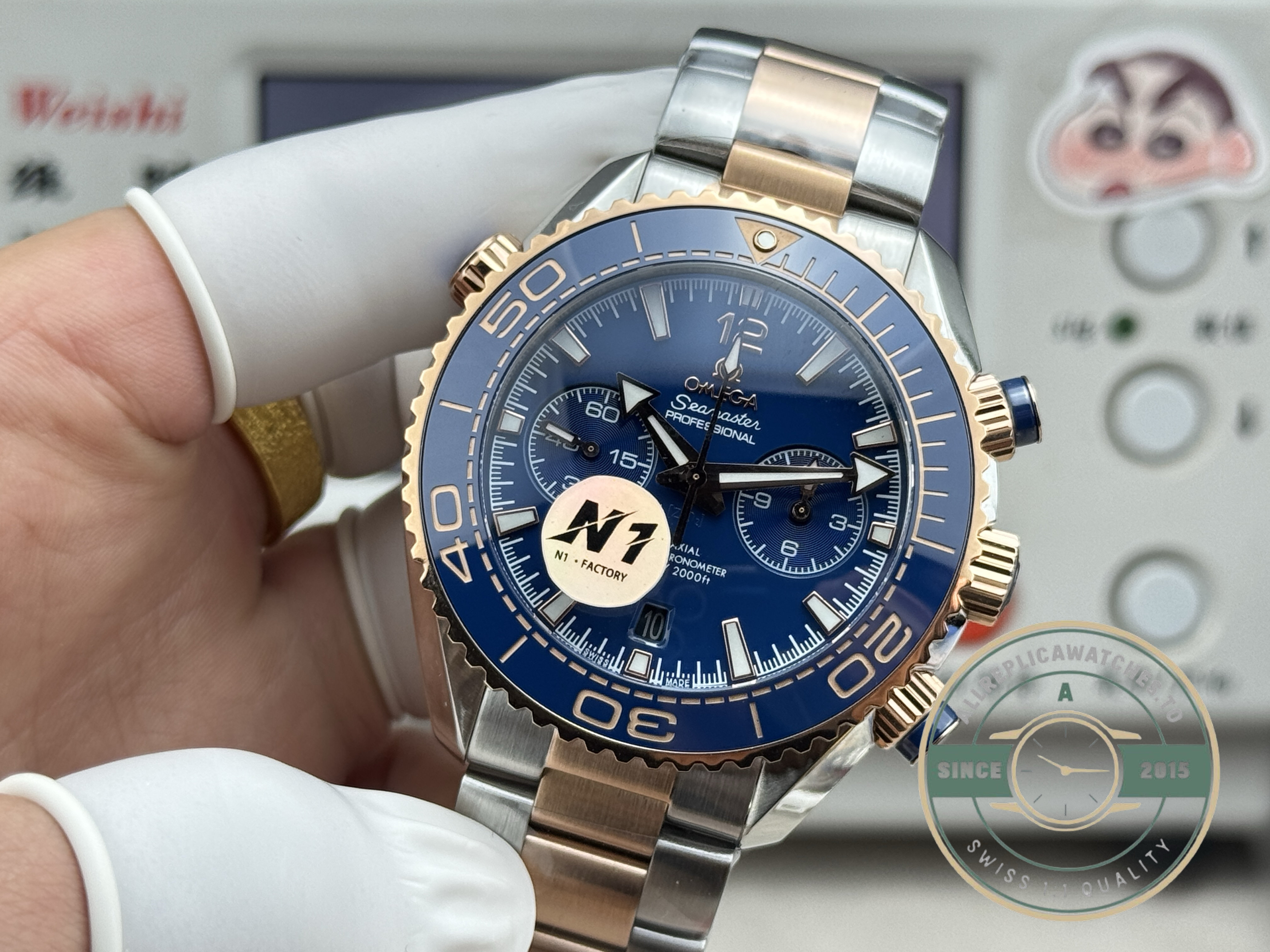 Thickened 600-metre case and heavier crystal of this 45.5mm Planet Ocean clone