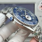 Steel bracelet and diver's extension clasp anchoring the 45.5mm superclone Omega Seamaster