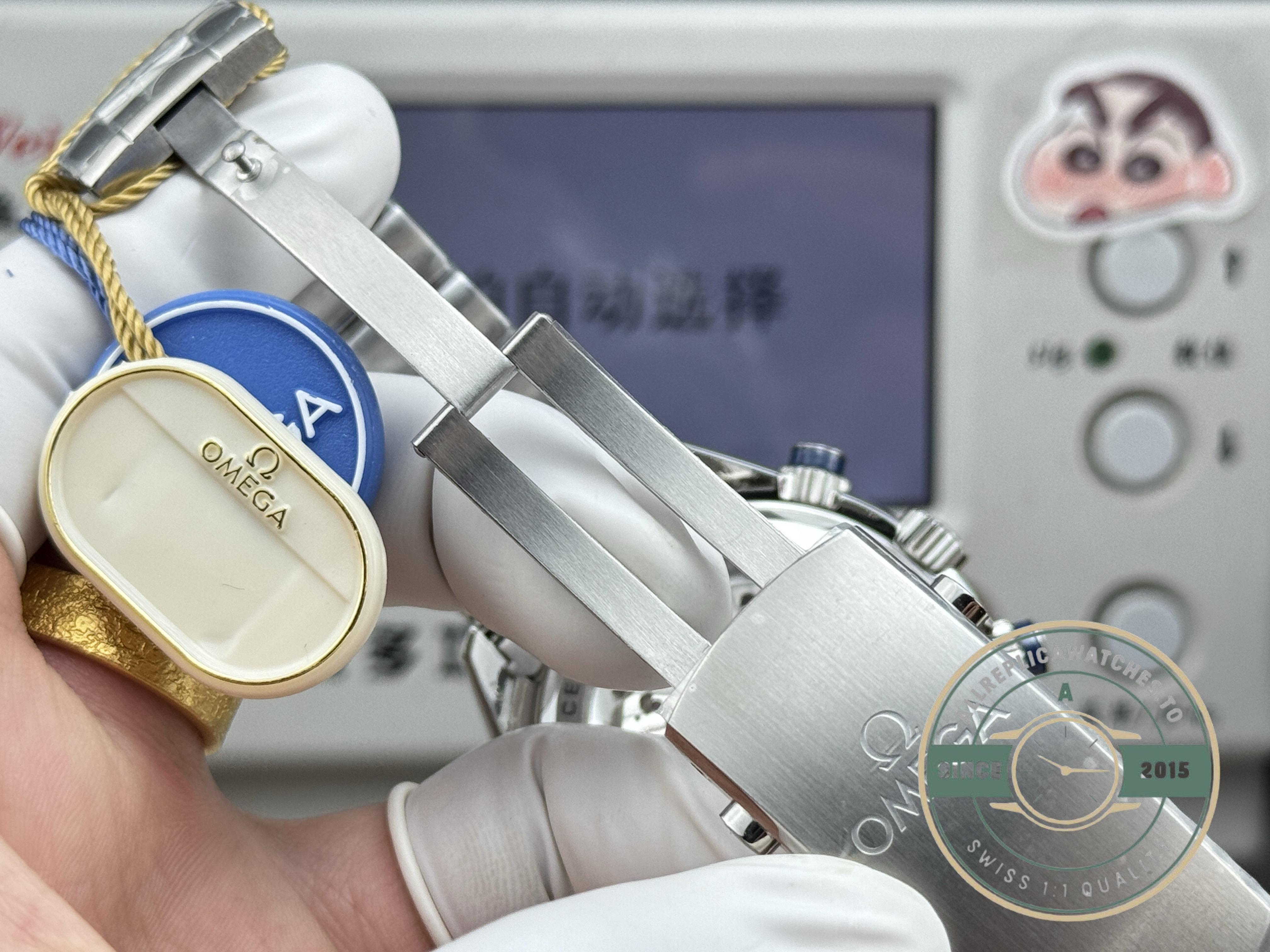 Blue dial matching the ocean palette that defines the Planet Ocean, Omega replica chronograph